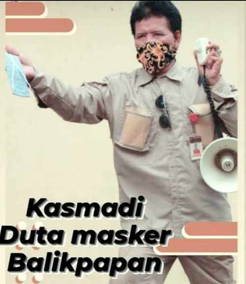 Sejak berstatus pandemik covid - 19, ketua RT 9 Kelurahan Batu Ampar Kecamatan Balut Kasmadi didaulat duta masker